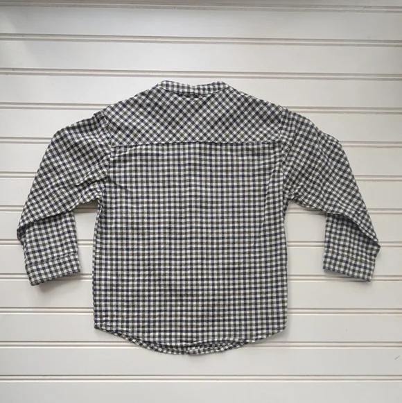 Zara Kids Checkered Button Down Shirt - Navy and White - Picture 6 of 6